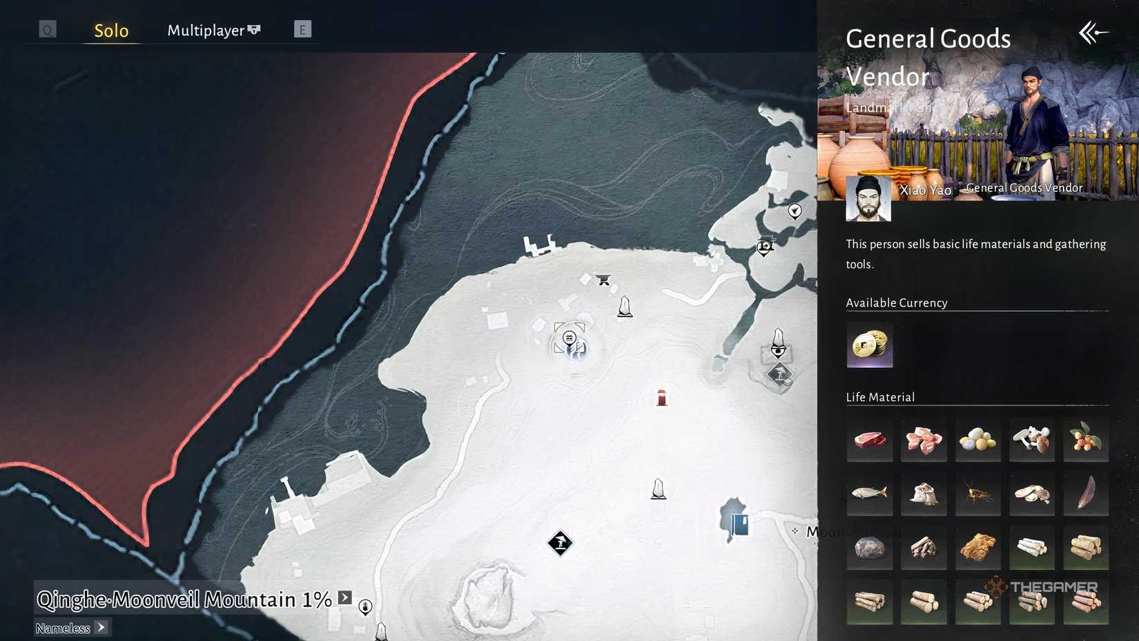 A general goods merchant on the map menu in Where Winds Meet.
