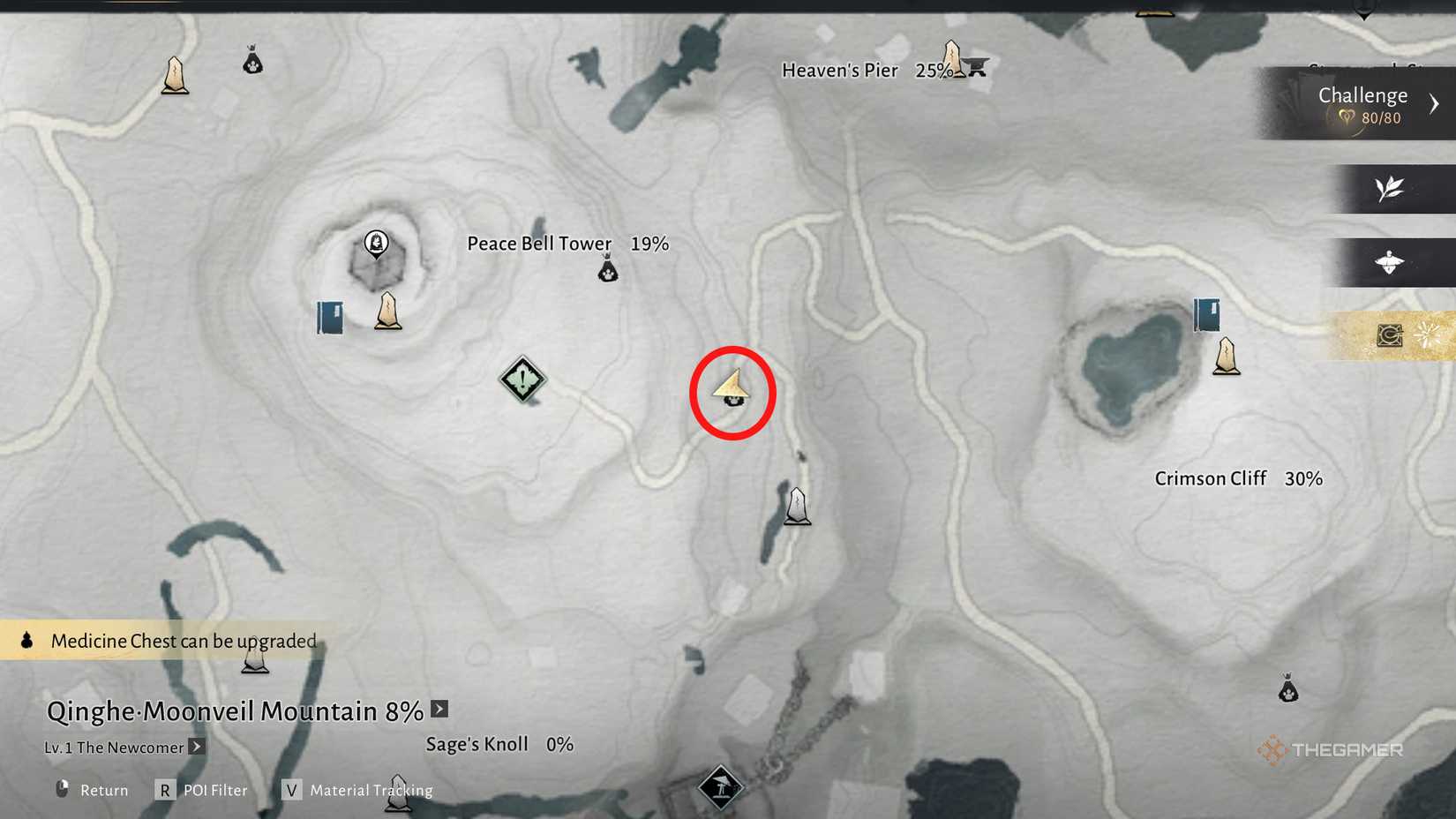 A meow meow location near peace bell tower in Where Winds Meet.