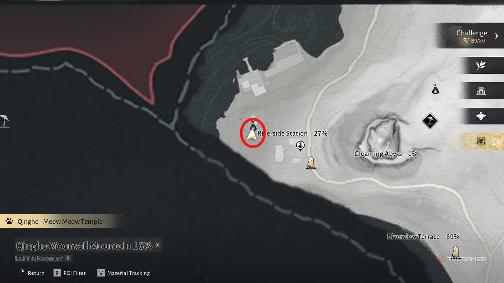 A meow meow location near riverside station in Where Winds Meet.