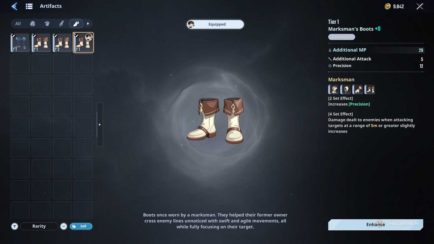 A selection of artifact boots in Solo Leveling Arise Overdrive.