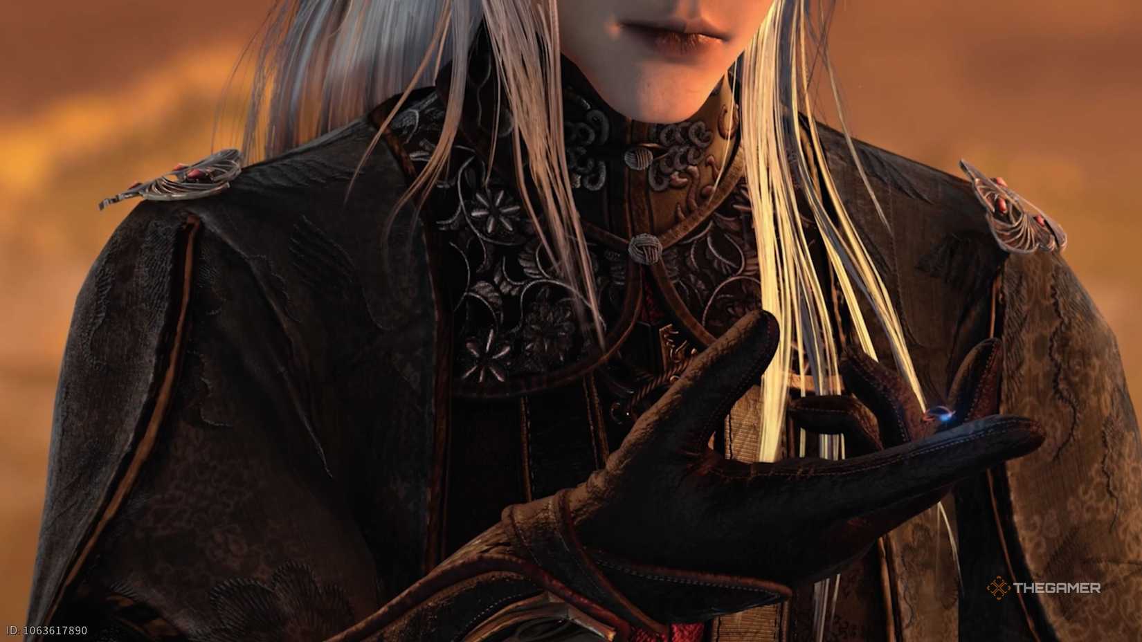 An image of a character holding a bug in Where Winds Meet after it flies out of an enemy.