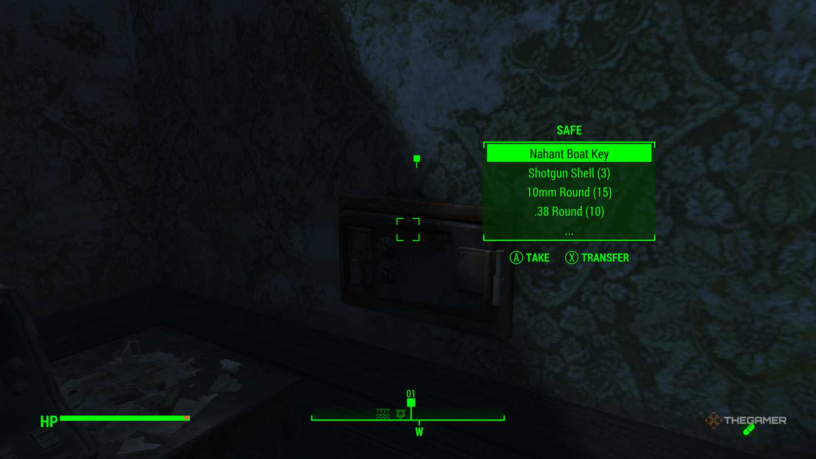 An open wall safe in Fallout 4.
