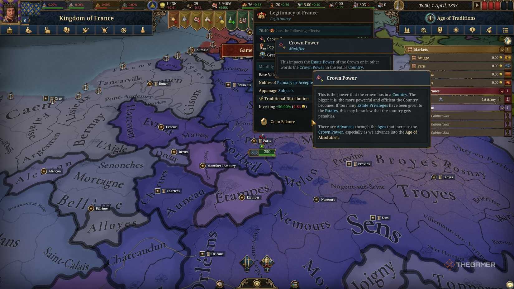 An overview of Crown Power in EU5 when playing Europa Universalis 5 as France.