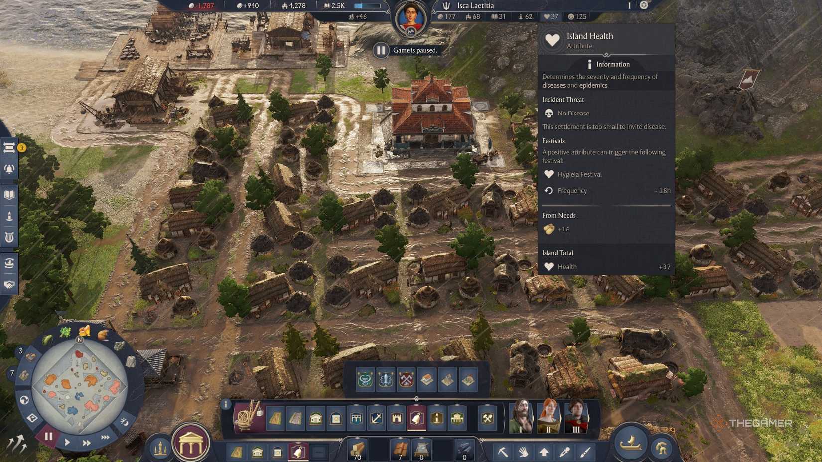 Anno 117 Island Health Attribute menu.