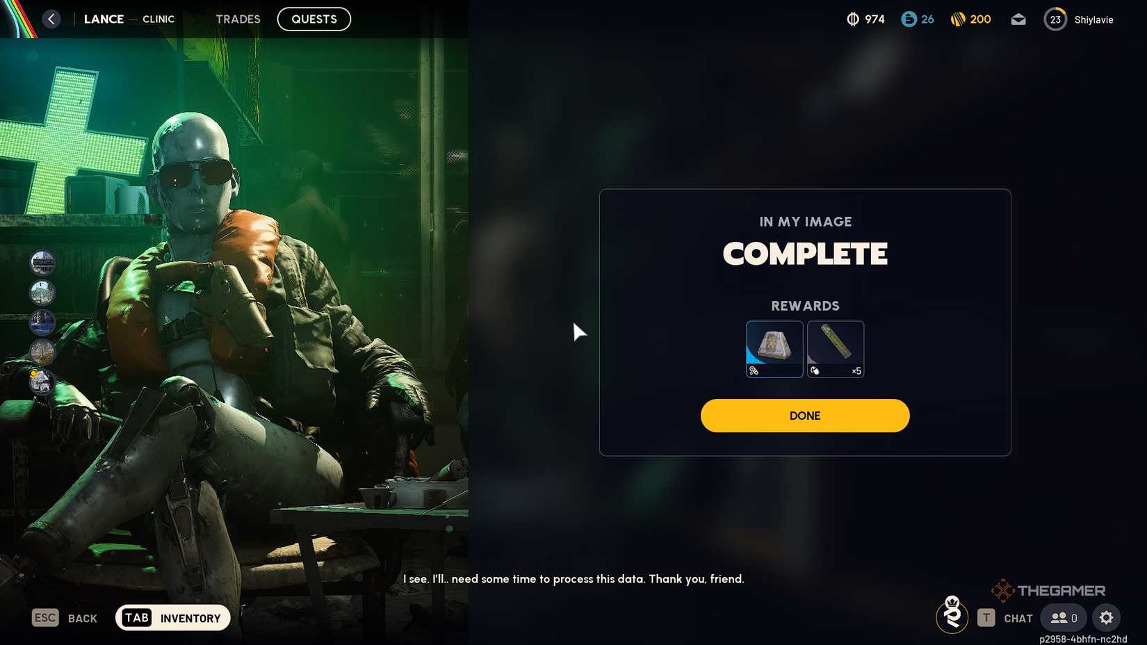 ARC Raiders claiming rewards from Lance.