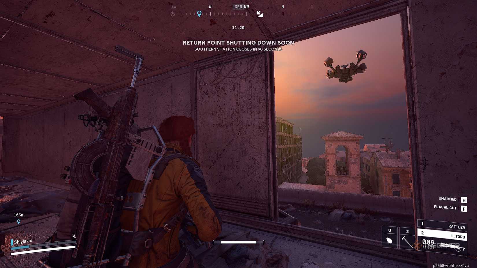 ARC Raiders hiding from a rocketeer inside a truck on the highway.