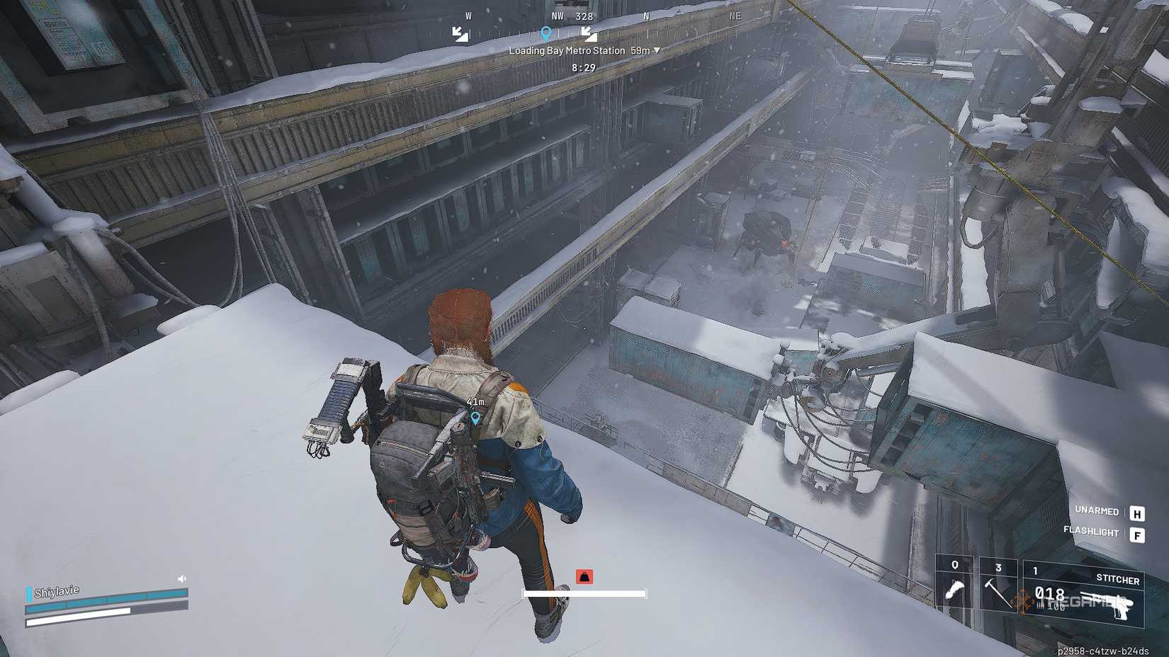 ARC Raiders looking down on a bastion in the loading deck.