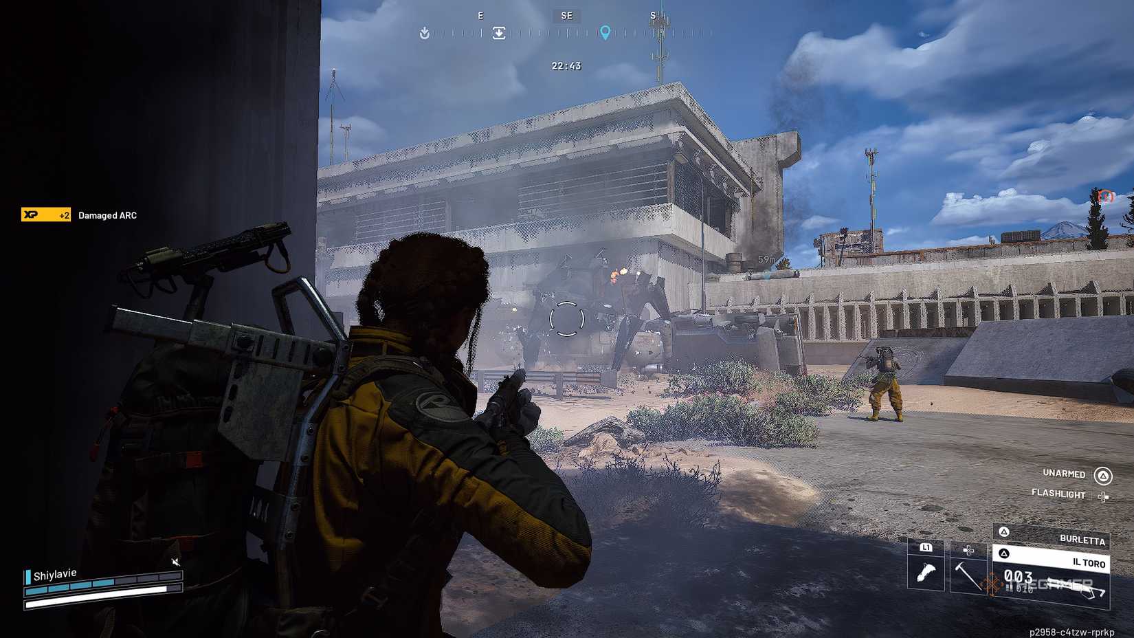 ARC Raiders Shooting at a Leaper in the Spaceport.