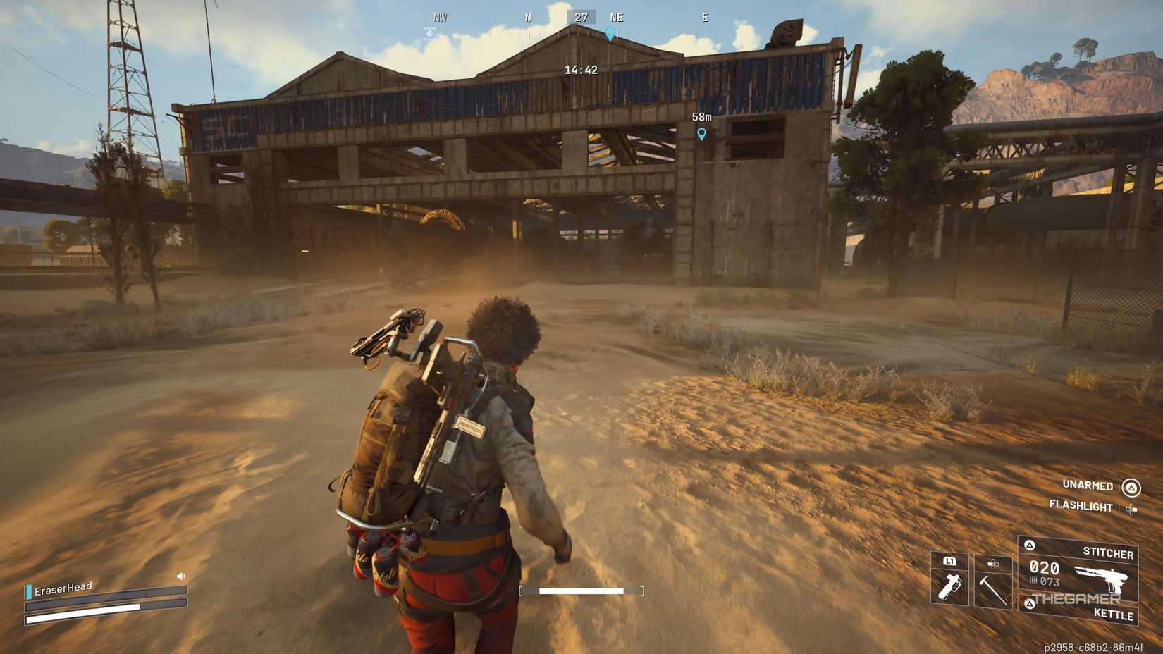 The player looking at the main entrance of the Rocket Assembly in Arc Raiders.