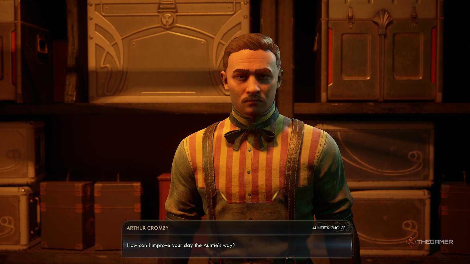 Arthur Cromby running his store in The Outer Worlds 2.