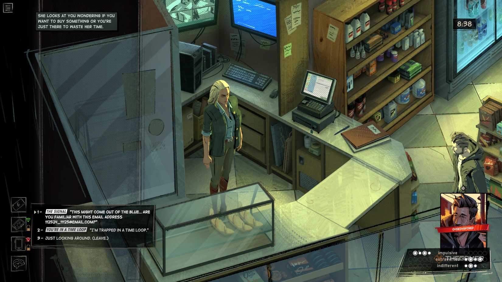 Asking Max about the email in Rue Valley.