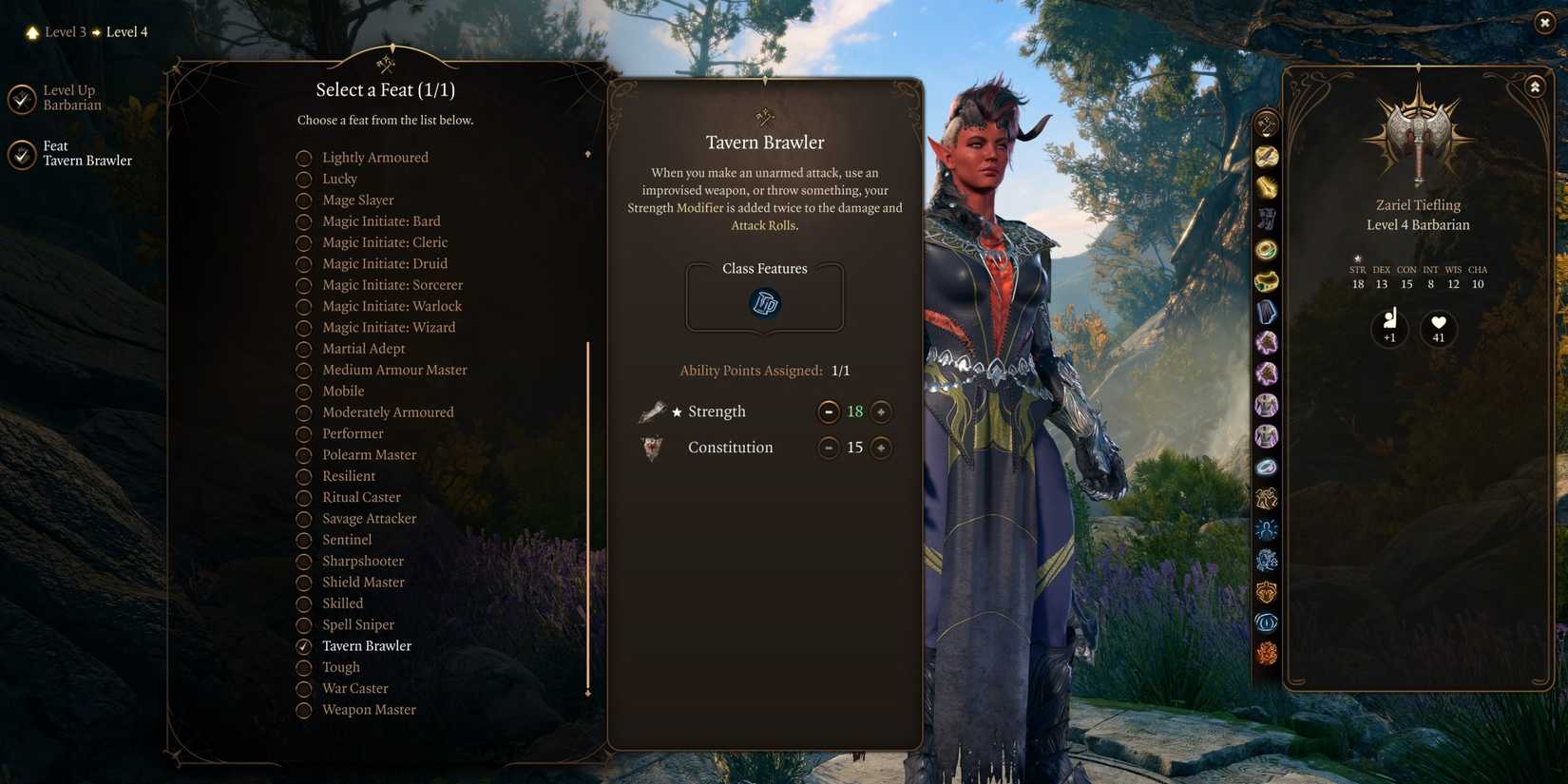 Baldur's Gate 3 Karlach Tavern Brawler Build.