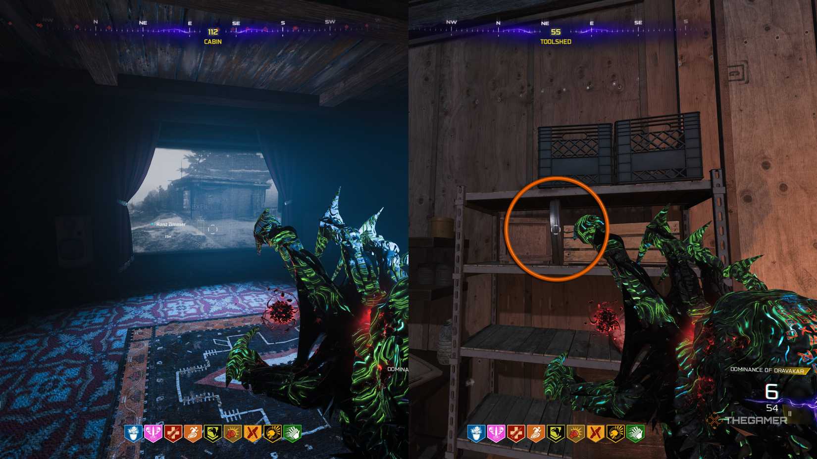 Black Ops 7 Blackwater Lake film reel location side by side with the projector, by the crafting table.