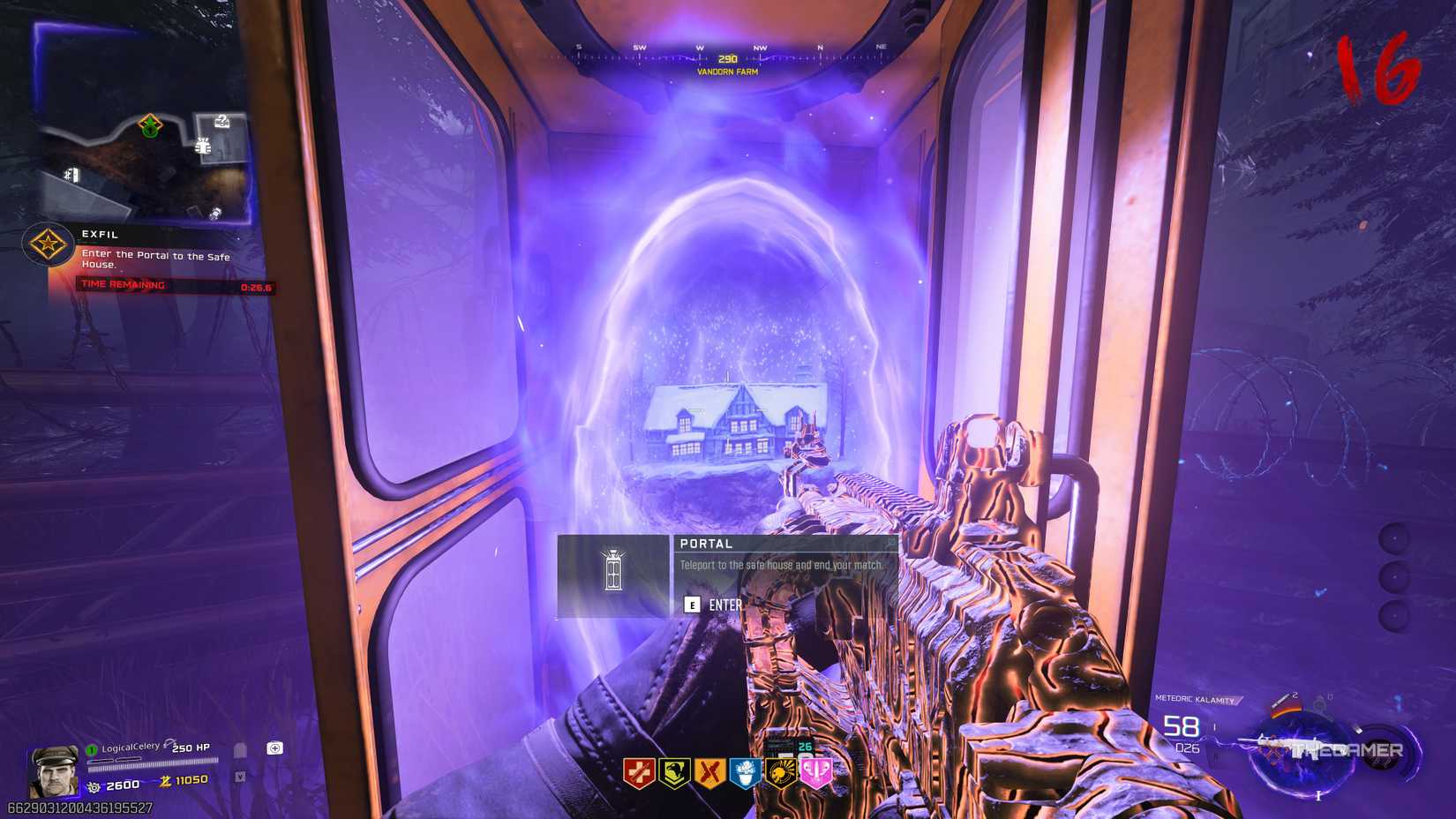 Black Ops 7 player looking into a portal in a telephone booth, prompted to enter and teleport to the safe house.