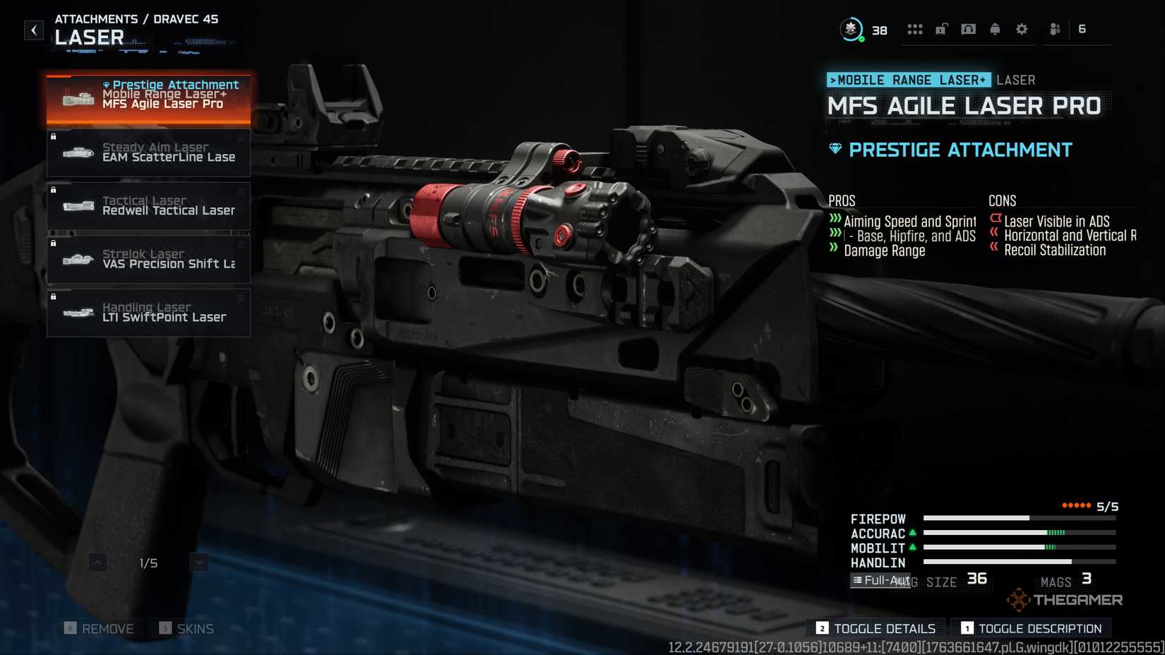 An overview of the MFS Agile Laser Pro Prestige Attachment for the Dravec 45 in Call of Duty: Black Ops 7.