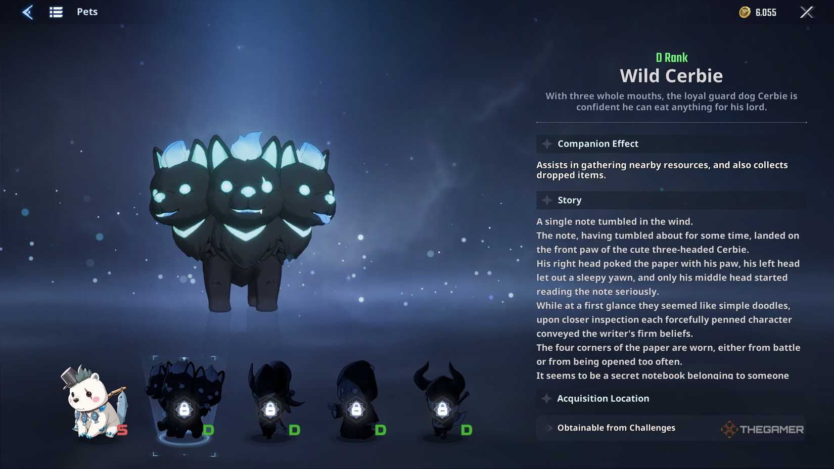 Cerbie pet info page in Solo Leveling Arise Overdrive.