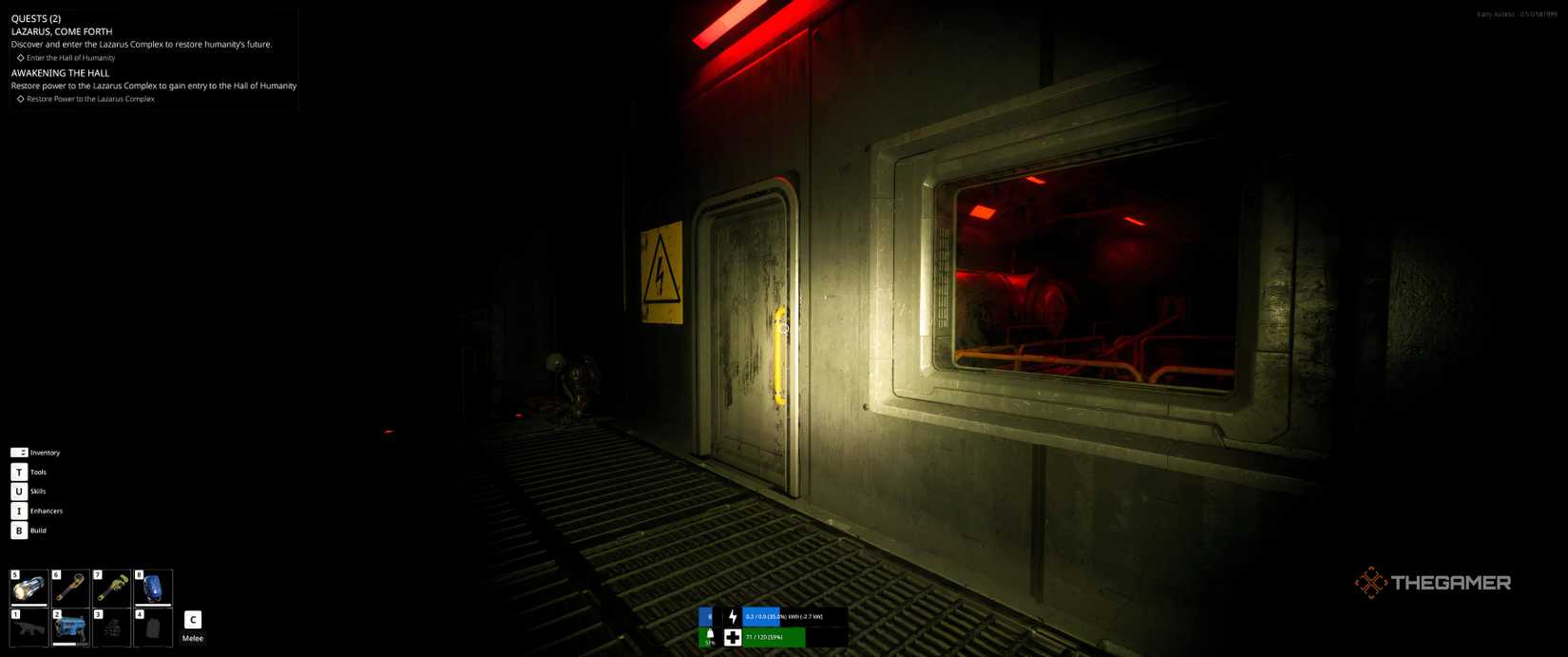 Close up of the openable door at the top of the Lazarus building in The Last Caretaker.