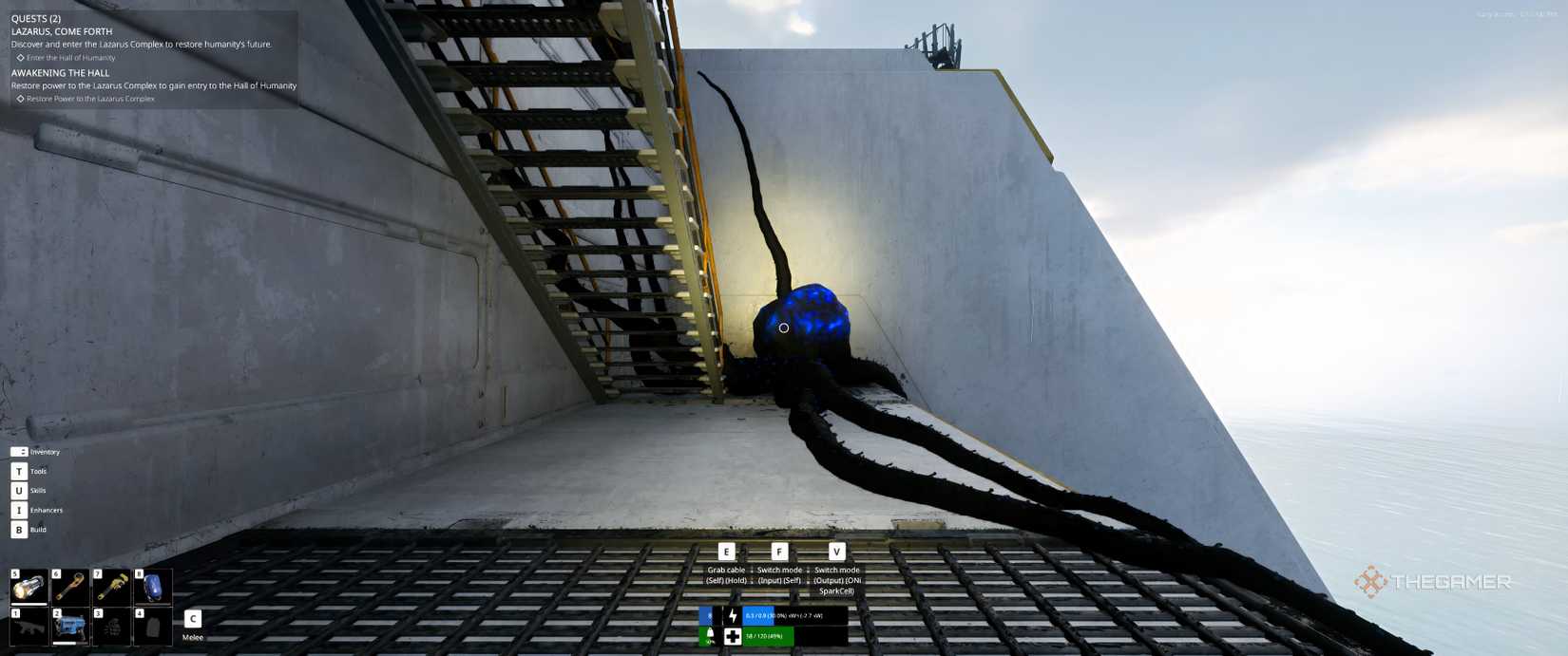 Cocoon guarding the stairs in The Last Caretaker.