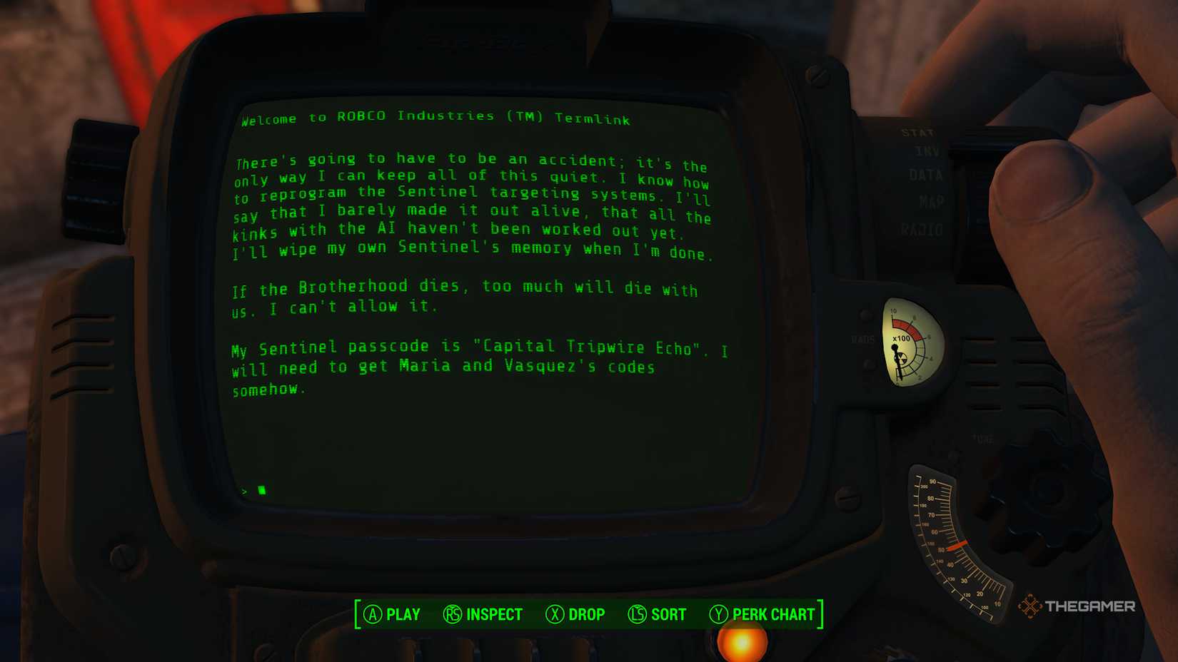 Dawson holotape is open in Fallout 4.