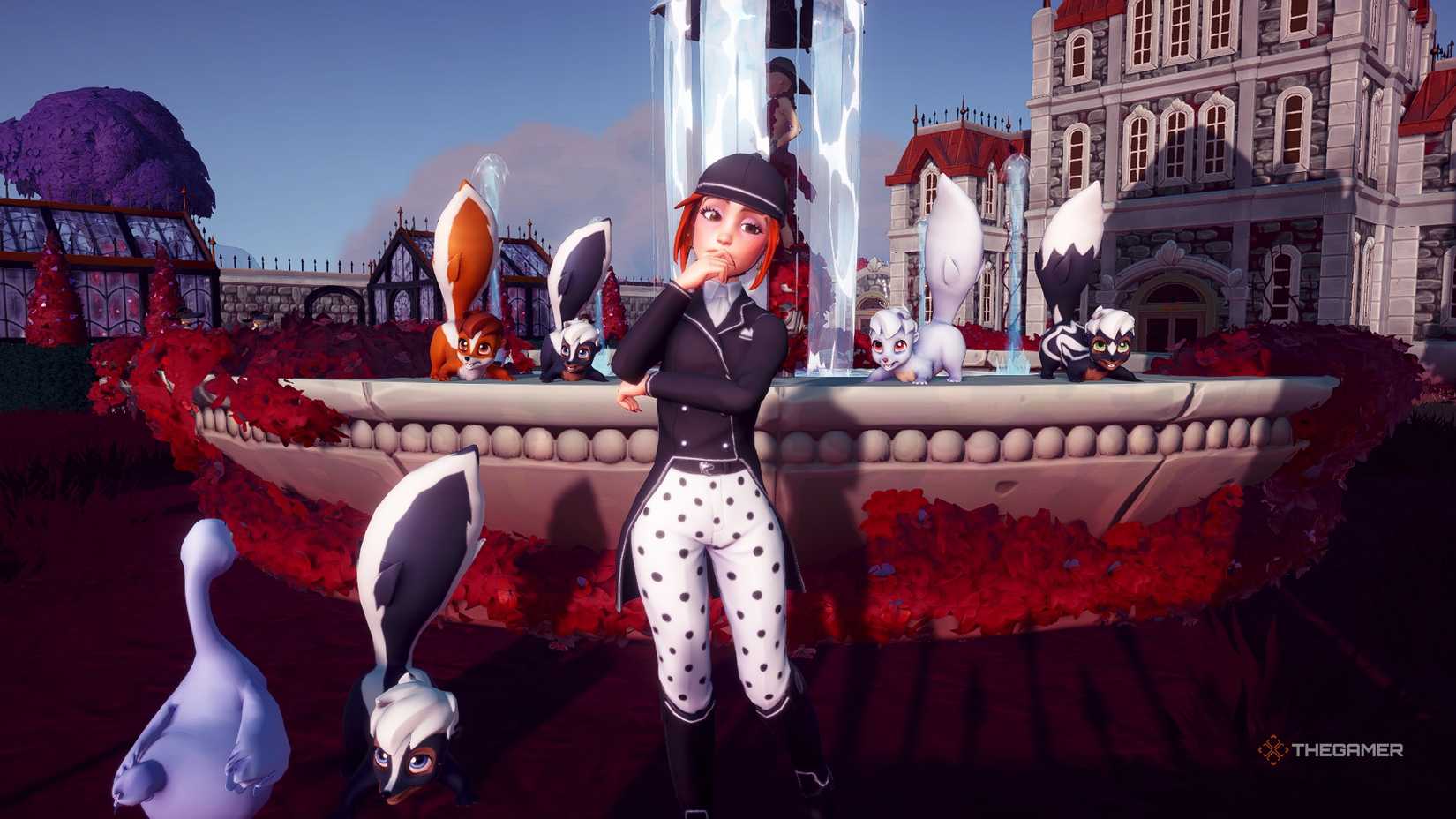 Disney Dreamlight Valley The avatar surrounded by skunks.