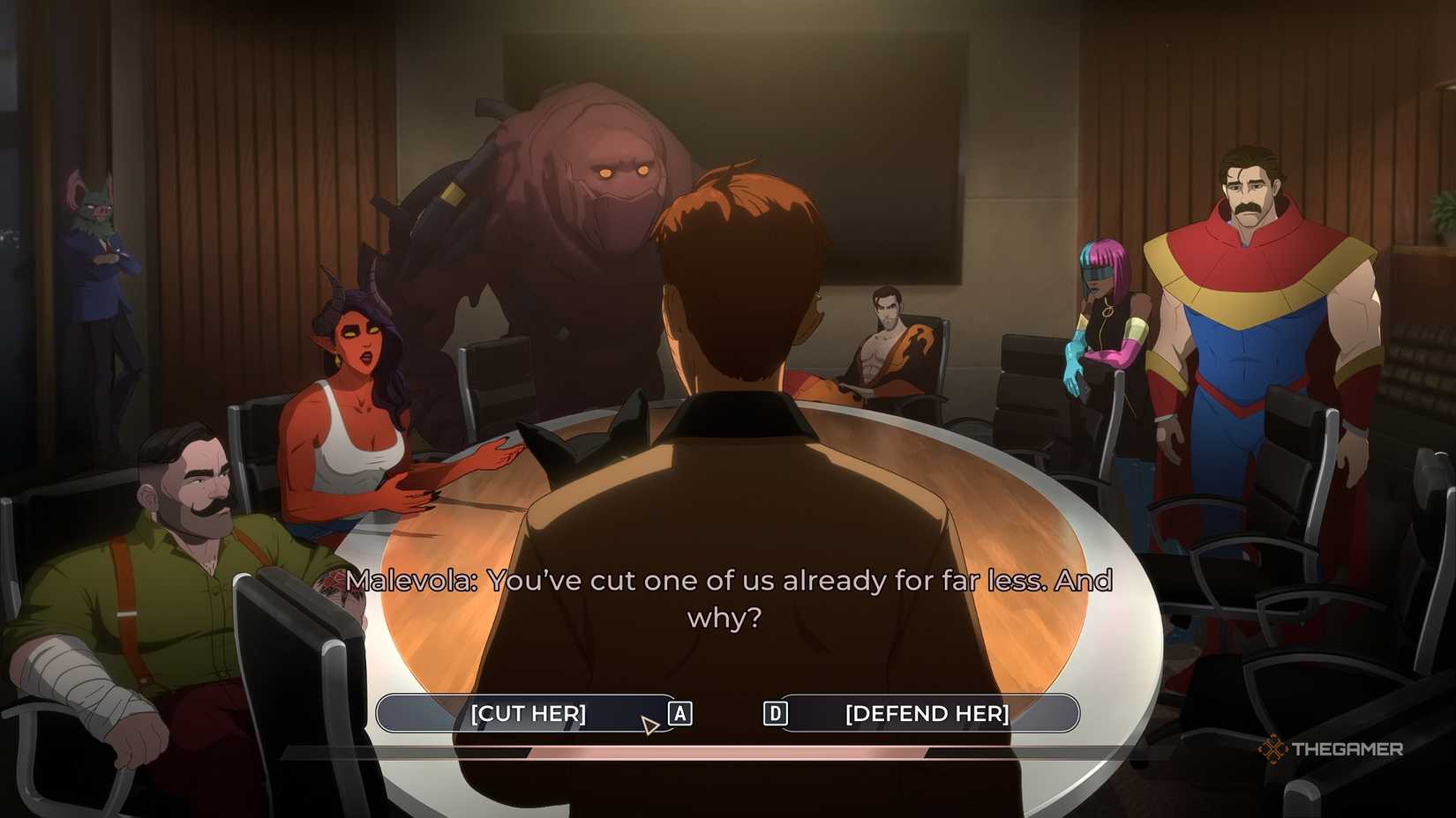 Dispatch Malevola asking you to cut Invisigal from the team in the Boardroom.