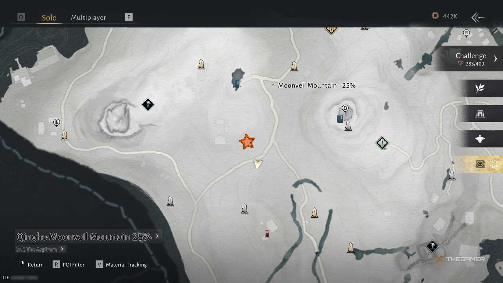 The location of Earth Fiend Deity on the map in Where Winds Meet.