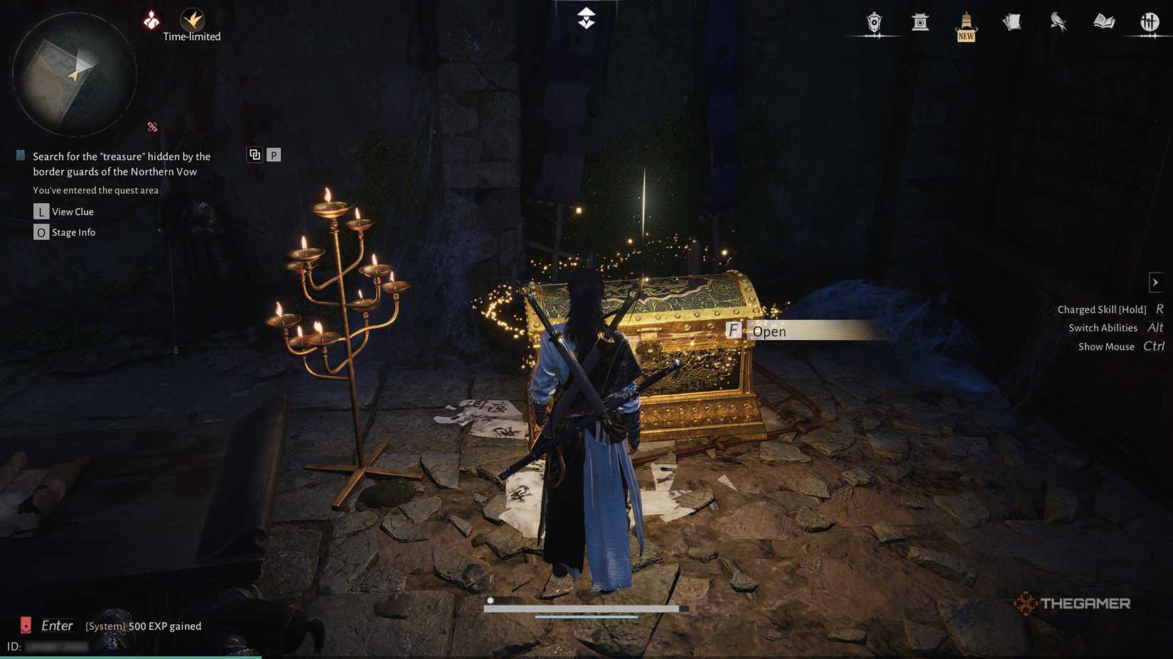 Opening the final chest of the Echoes of Old Battles side quest in Where Winds Meet.