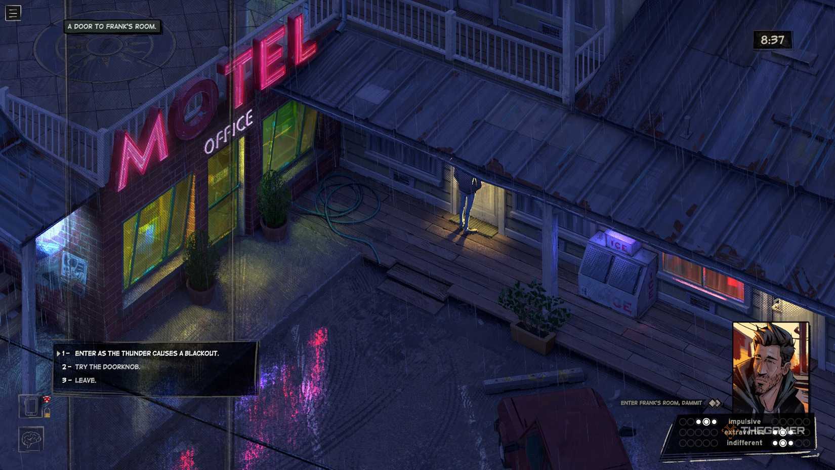 Entering Frank's room during the blackout in Rue Valley.