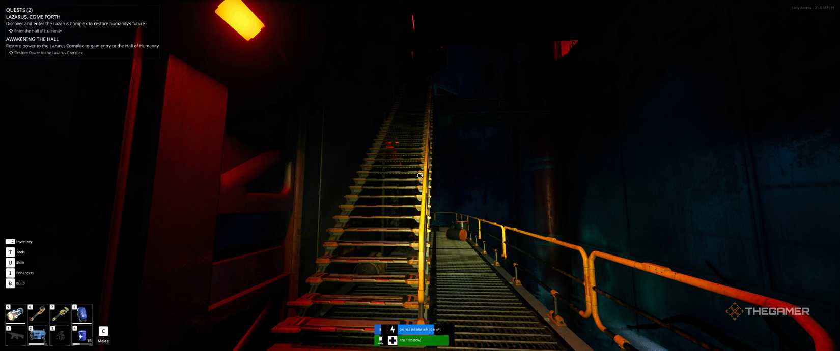 First staircase up with a platform to the right in The Last Caretaker.