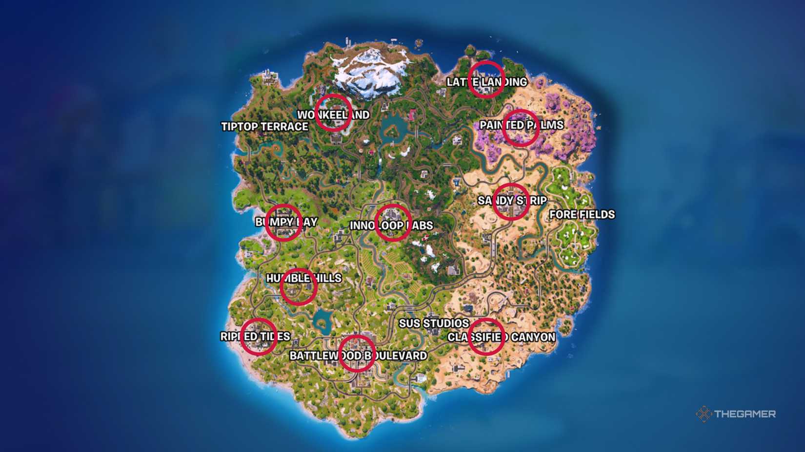 Fortnite Chapter 7 Map NPC Locations.