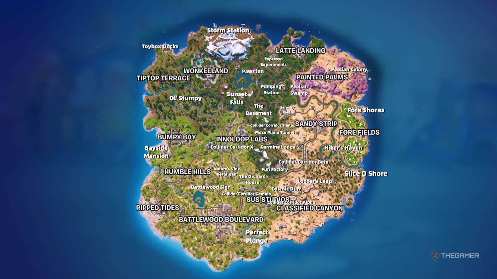 Fortnite Chapter 7 Map with all locations.