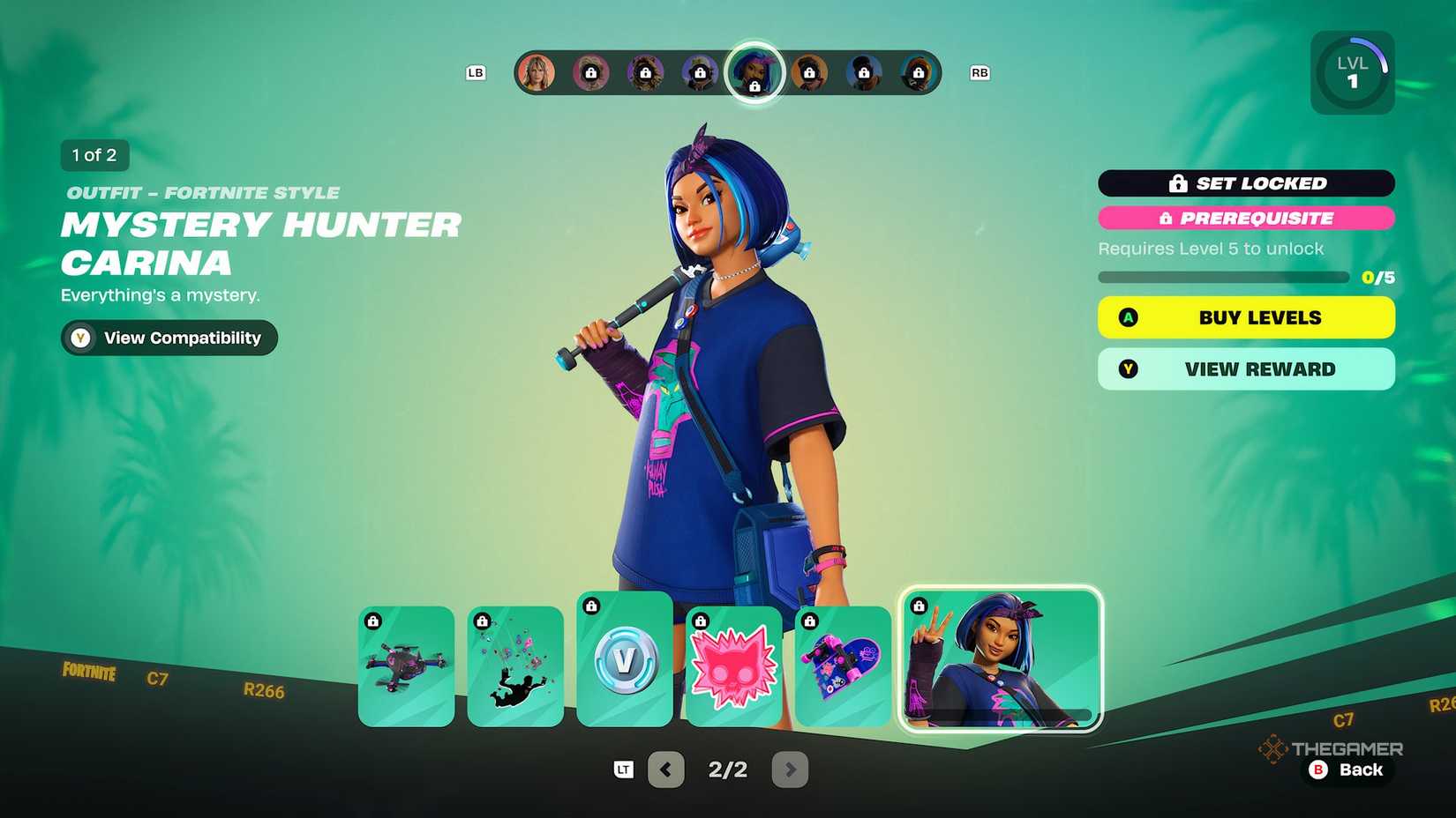 Fortnite Chapter 7 Season 1 Battle Pass rewards page ten.