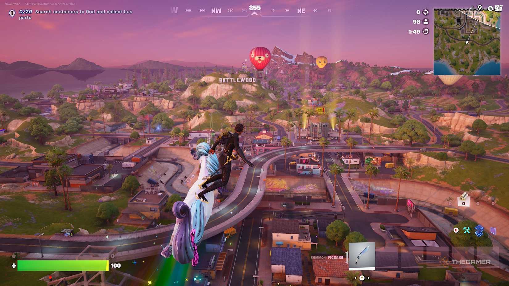 Fortnite Gliding into land on a unicorn.