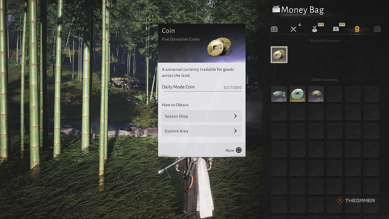 Four types of currency in the Money Bag in Where Winds Meet.