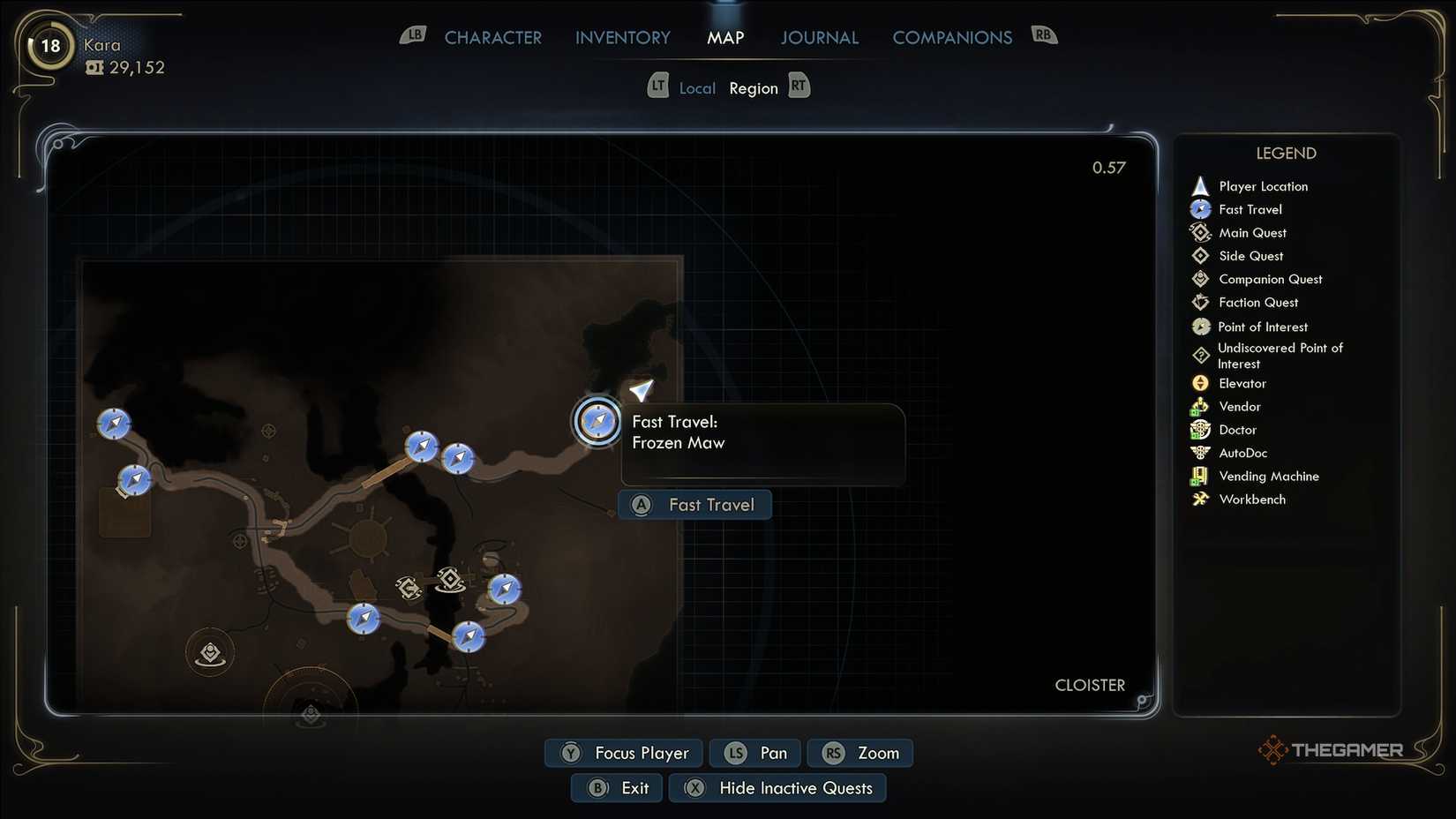 Frozen Maw location on the map in The Outer Worlds 2.