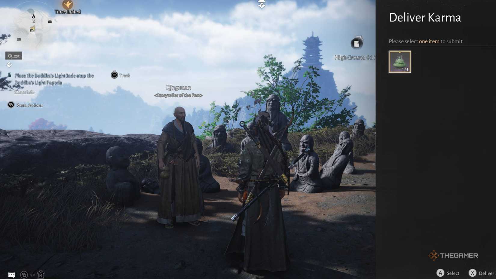 Giving the Qinghe Memories item to Qingxuan in where winds meet.