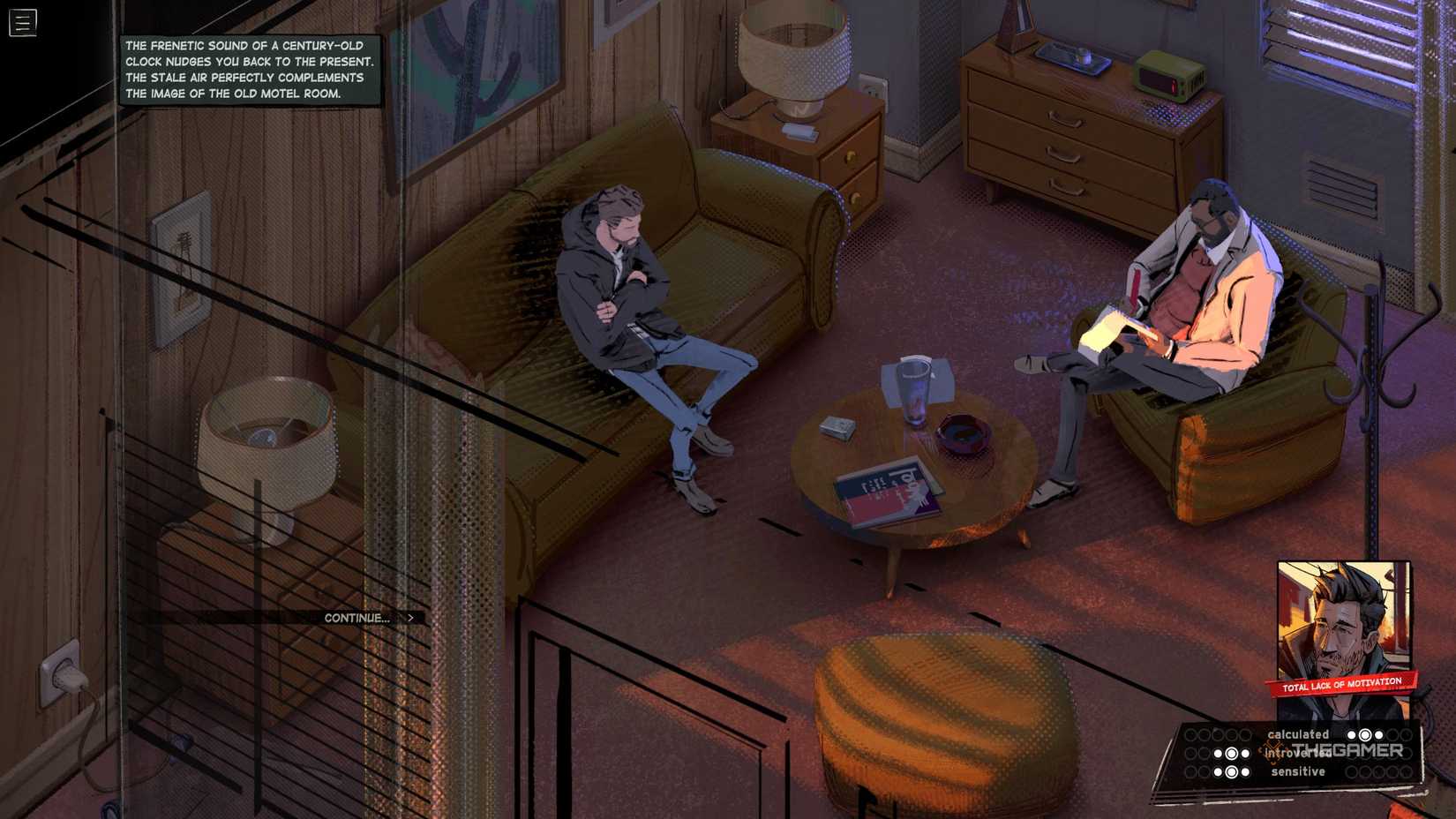 Harrow and Finck in Finck's Room in Rue Valley.