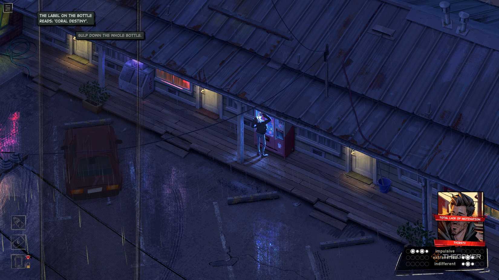 Harrow drinking the water in Rue Valley.