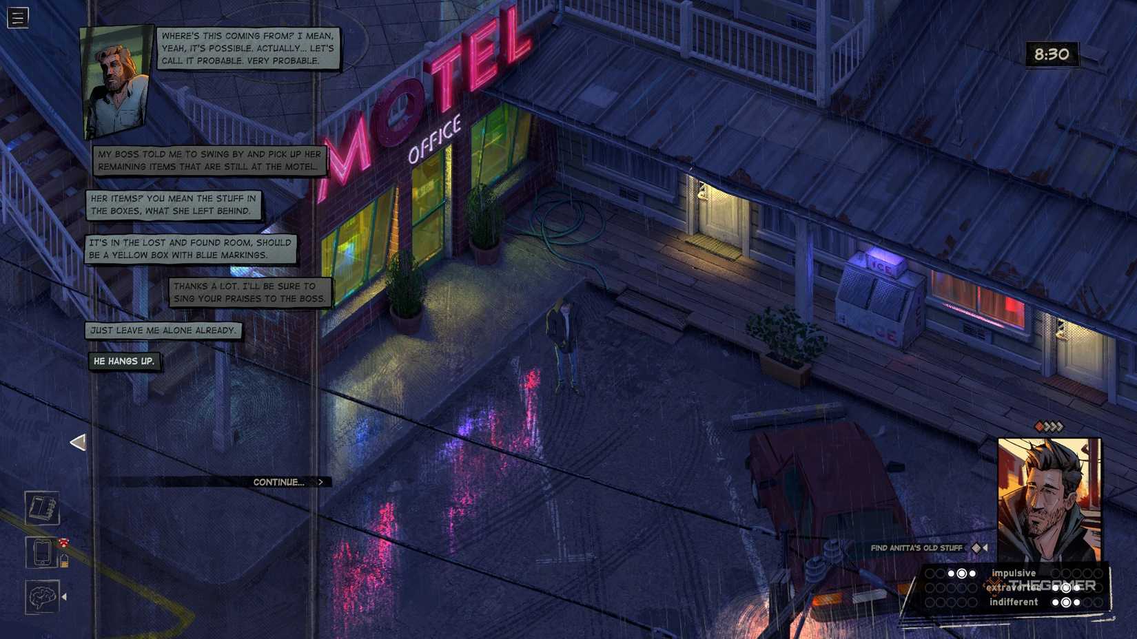 Harrow speaking with Ben on the phone in Rue Valley.