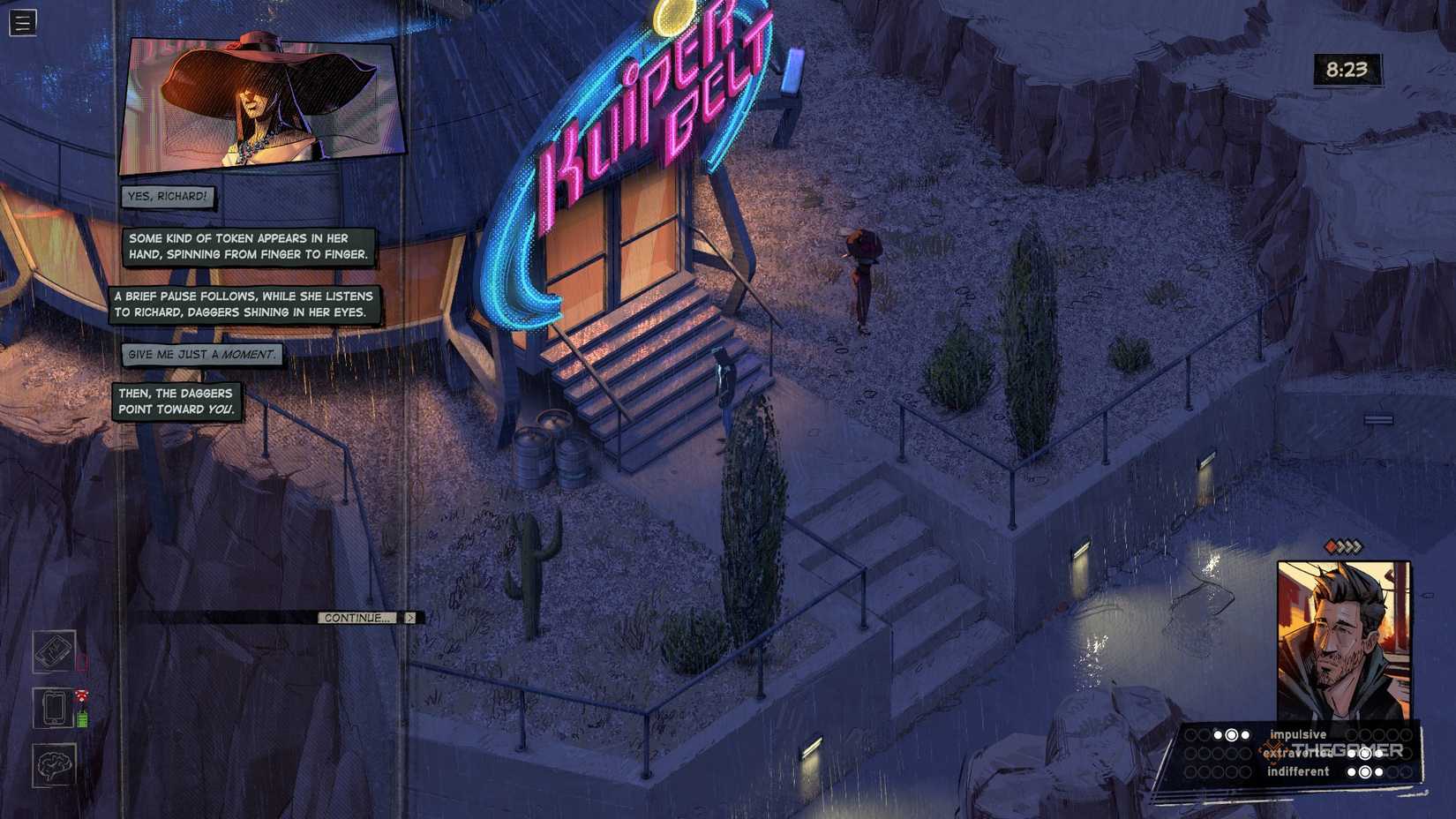 Harrow trying to eavesdrop on Anitta in Rue Valley.