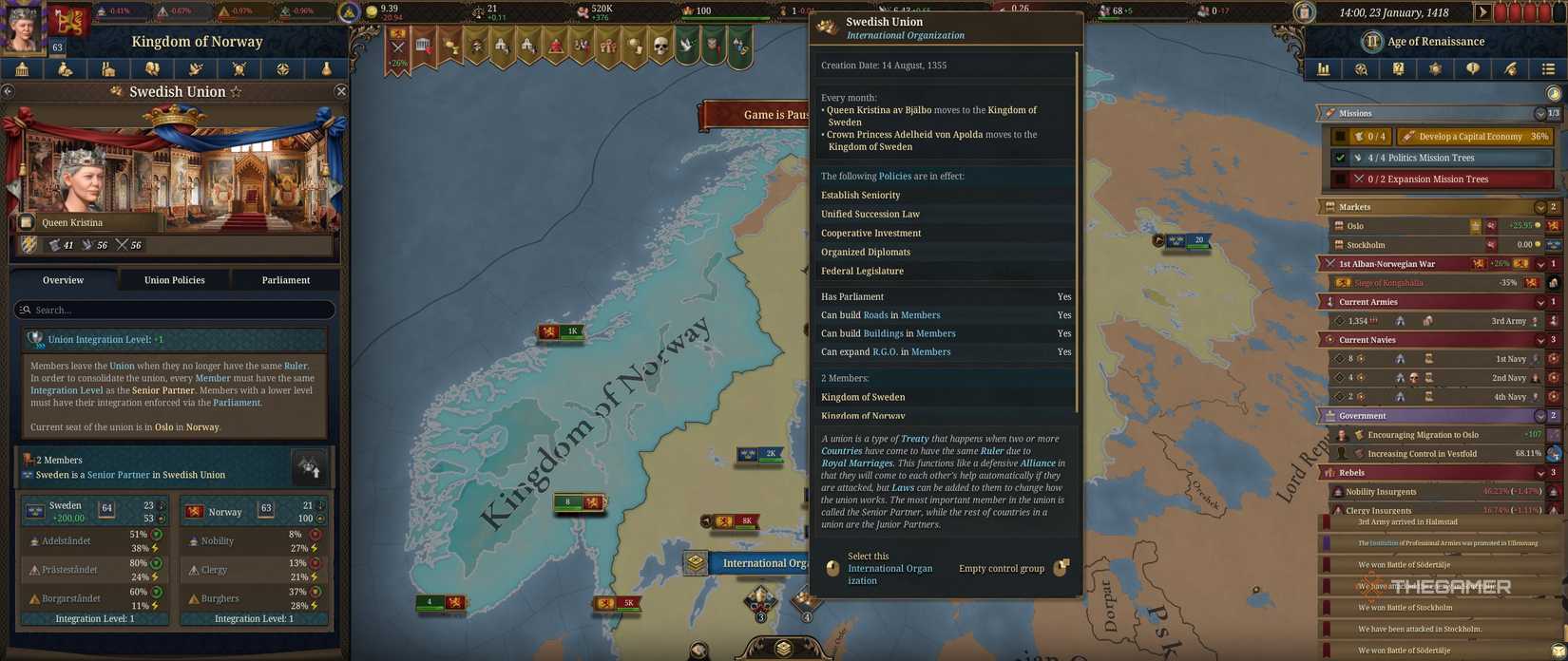 Hovering over the Missing Inputs warning notification in Europa Universalis 5.