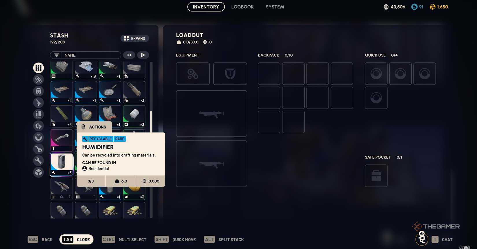 Humidifiers in an inventory in Arc Raiders.