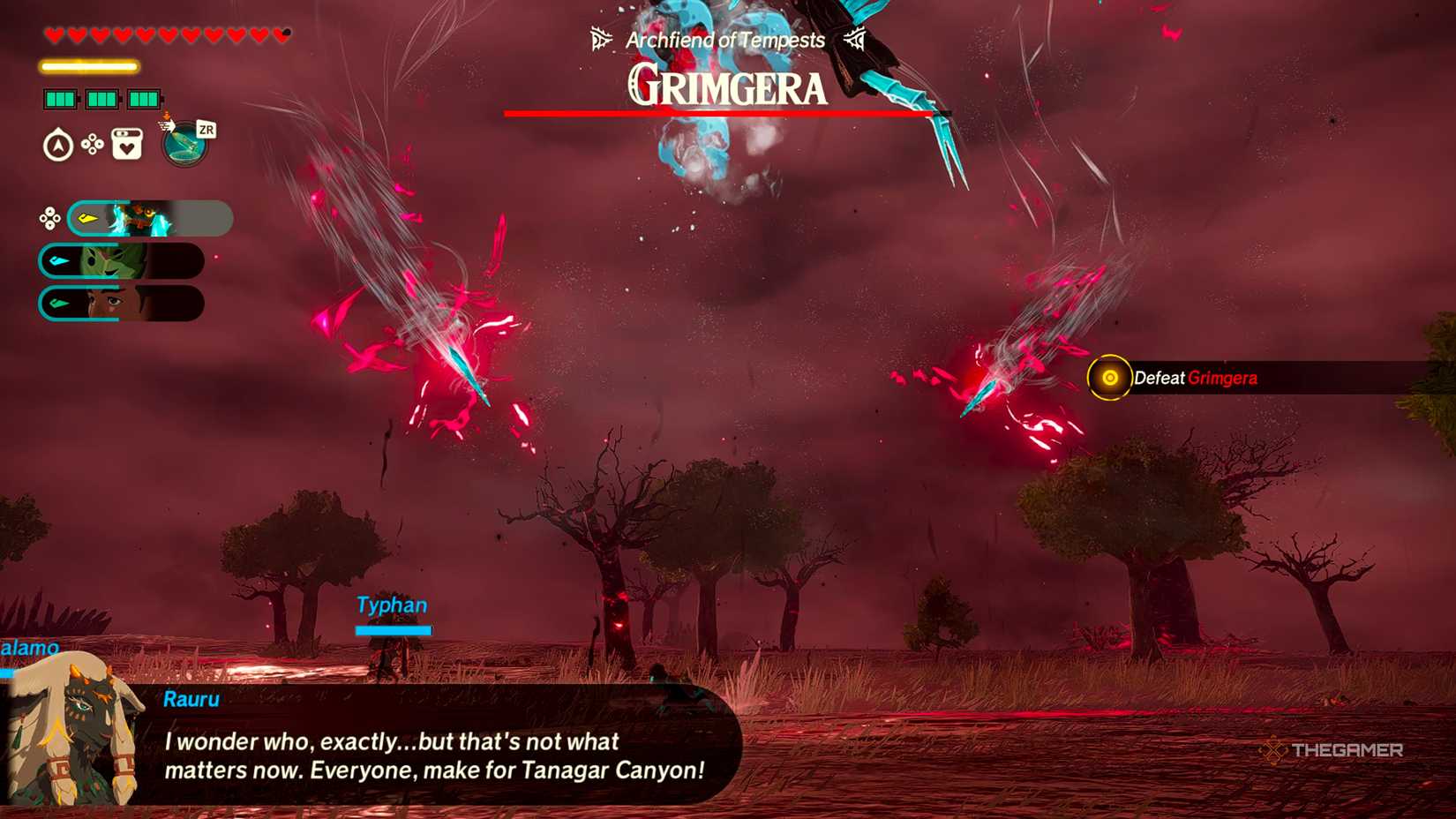 Grimgera launching ice daggers at the Mysterious Construct in Hyrule Warriors: Age of Imprisonment.