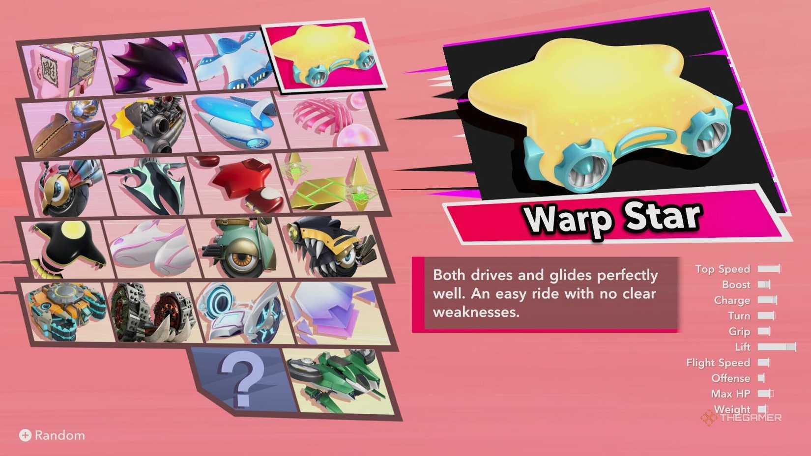 The Warp Star in Kirby Air Riders.