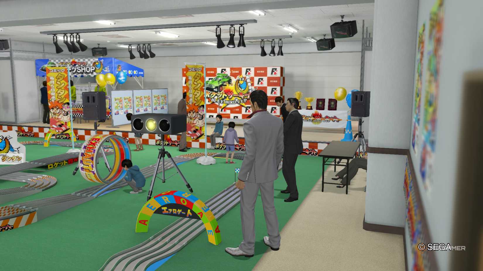 Kiryu at the Pocket Circuit Racing track in Yakuza Kiwami.