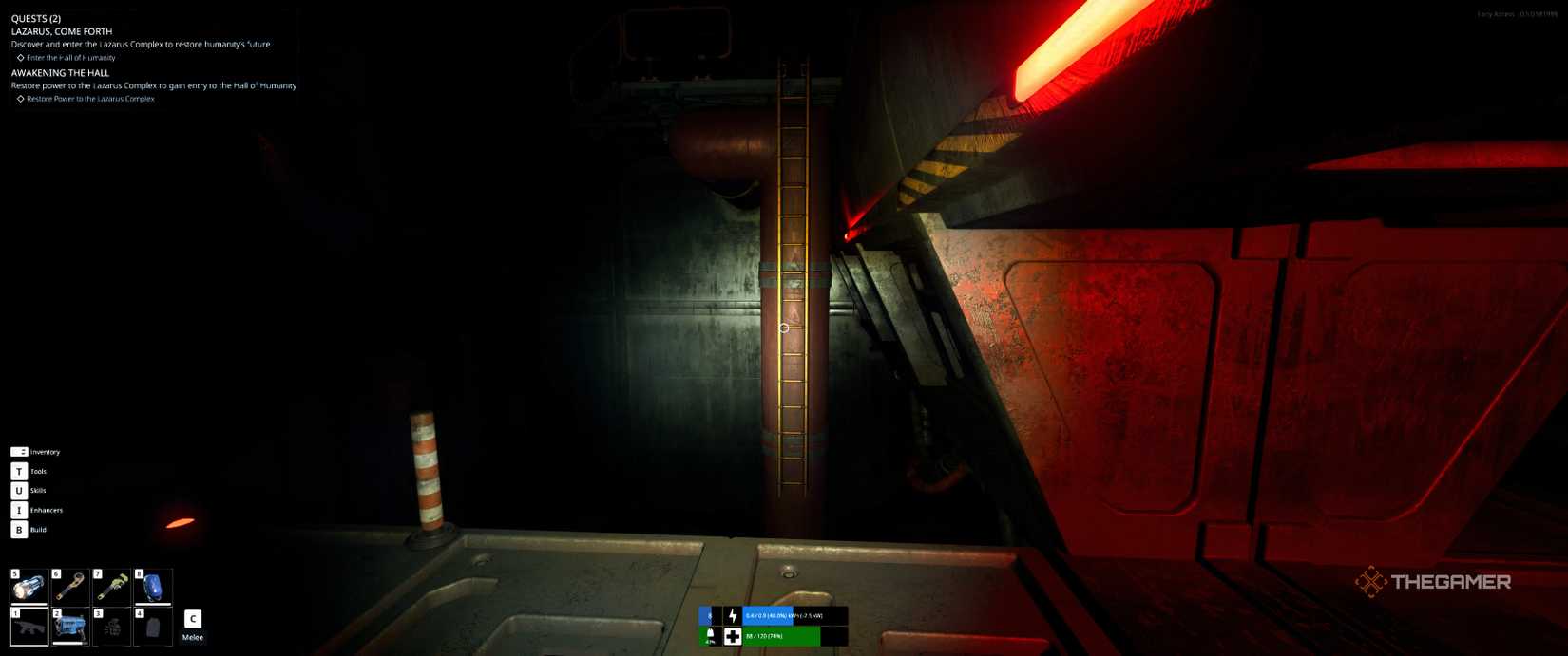 Ladder across the gap you'll need to jump in The Last Caretaker.