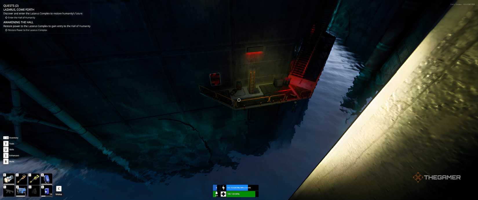 Looking into the water from a vent in The Last Caretaker.