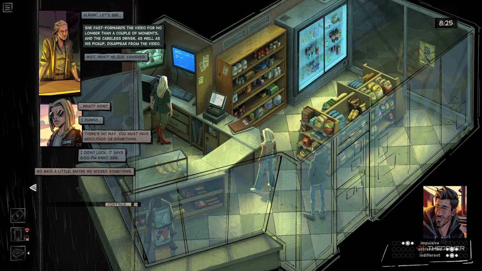 Max and Riley speaking in Max Gas in Rue Valley.