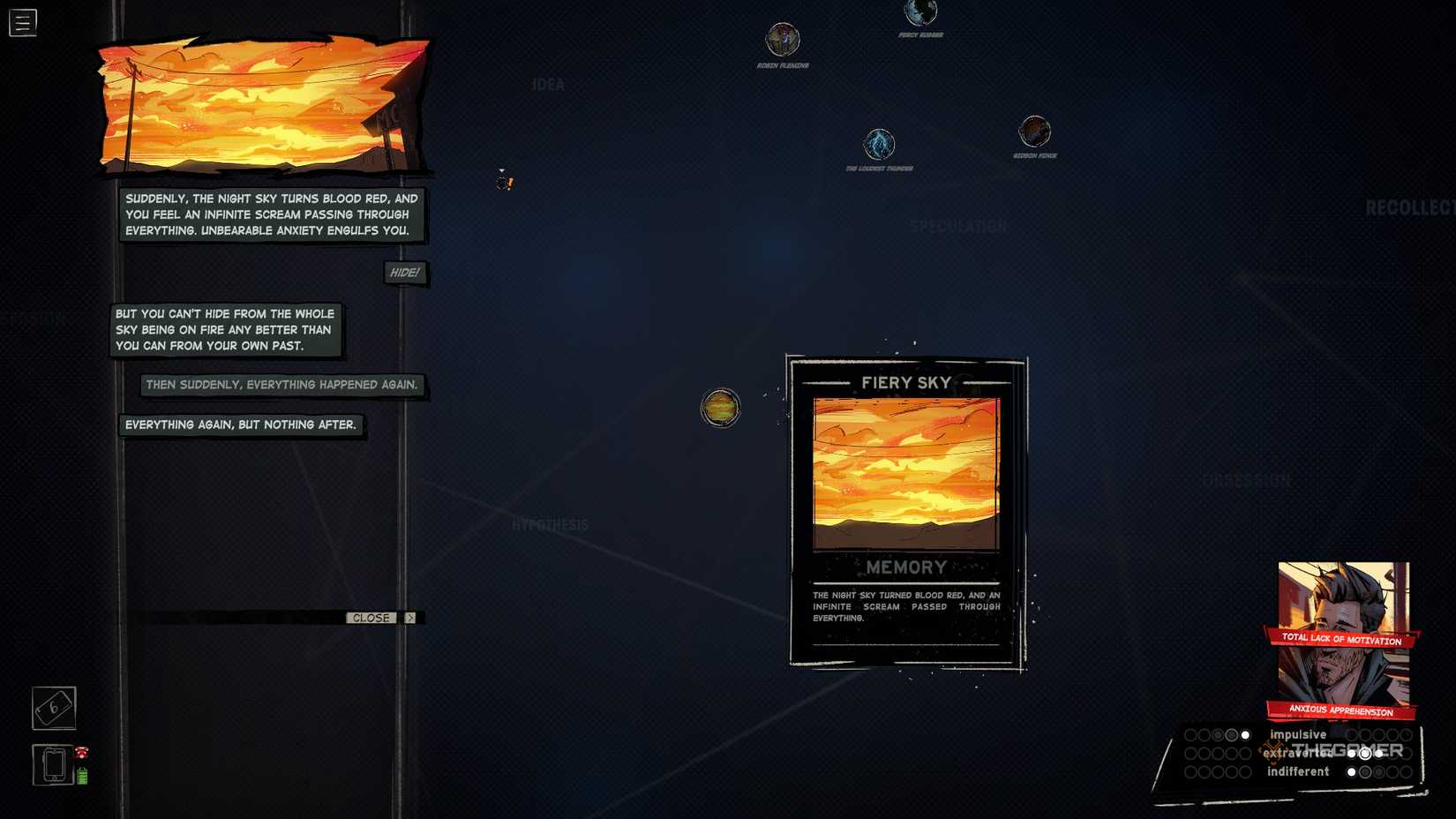 Mind Map screen in Rue Valley.