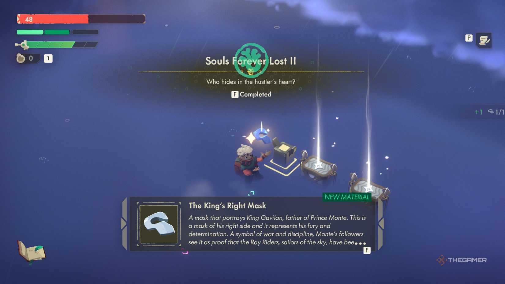 Will picking up The King's Right Mask material in Moonlighter 2.